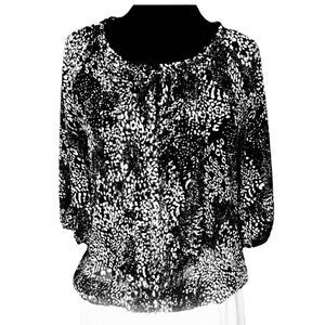 EXPRESS Women’s Black & White Chiffon Strings Front Elastic Bottom & Sleeves